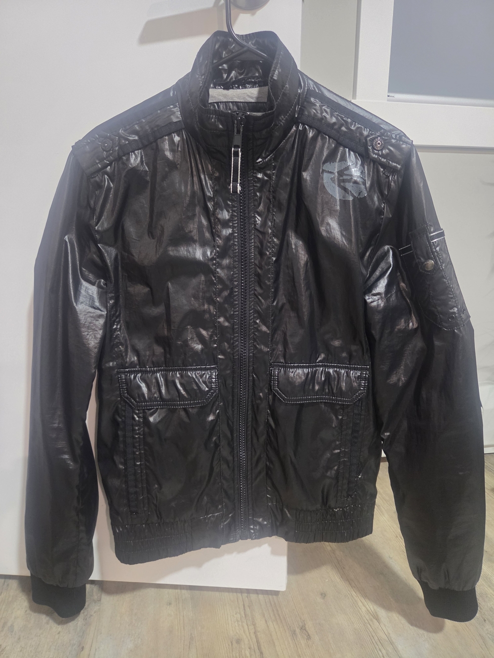 Energie Men's Black Shiny Bomber Jacket